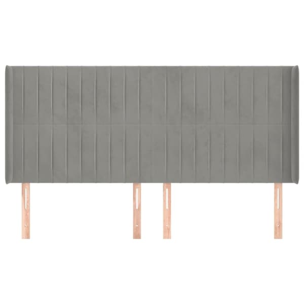 sengegavl med kanter 203x16x118/128 cm fløjl lysegrå