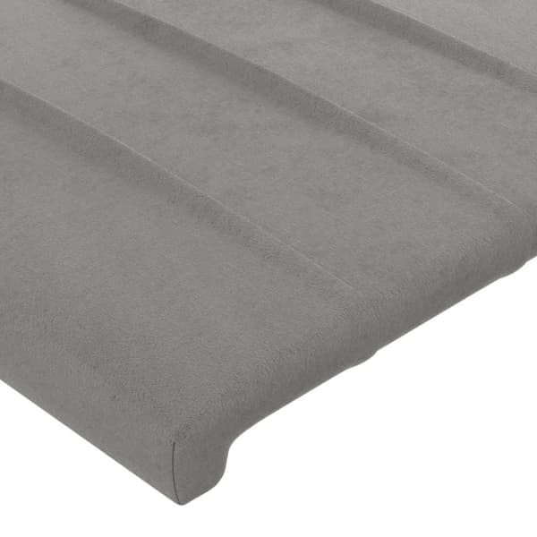 sengegavl med kanter 203x16x118/128 cm fløjl lysegrå