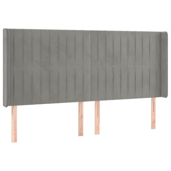 sengegavl med kanter 203x16x118/128 cm fløjl lysegrå