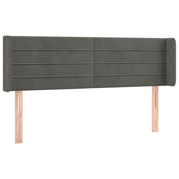 sengegavl med LED-lys 147x16x78/88 cm fløjl mørkegrå