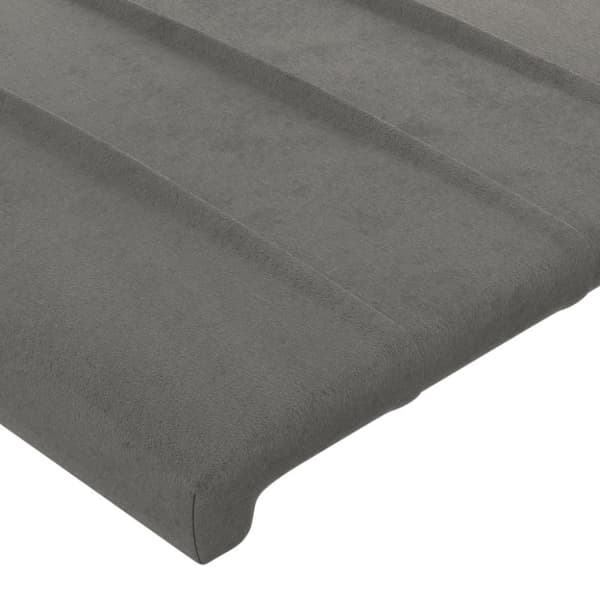 sengegavl med LED-lys 203x16x118/128 cm fløjl lysegrå