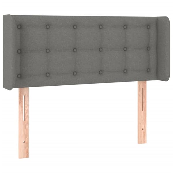 sengegavl med LED-lys 93x16x78/88 cm stof mørkegrå