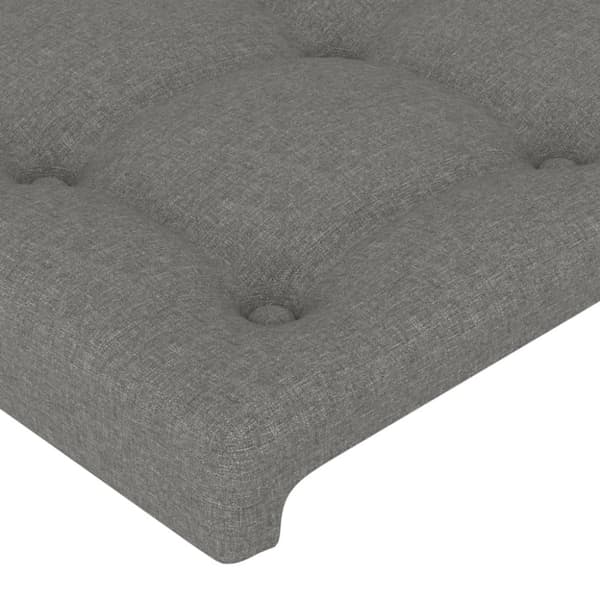 sengegavl med LED-lys 93x16x78/88 cm stof mørkegrå