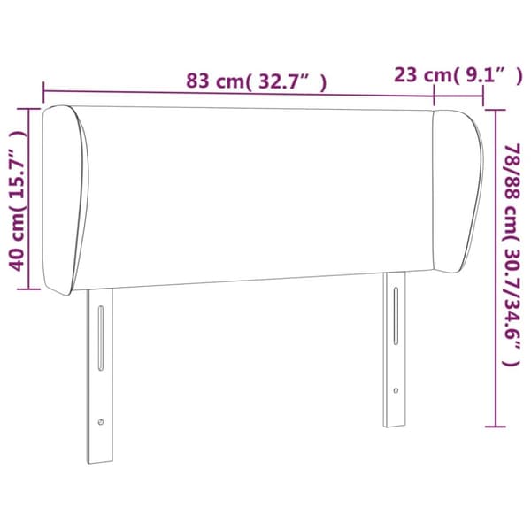 sengegavl med kanter 83x23x78/88 cm kunstlæder hvid