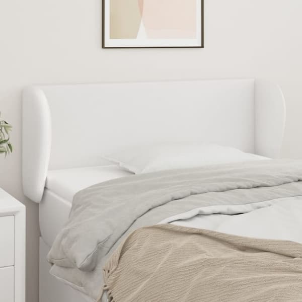 sengegavl med kanter 83x23x78/88 cm kunstlæder hvid