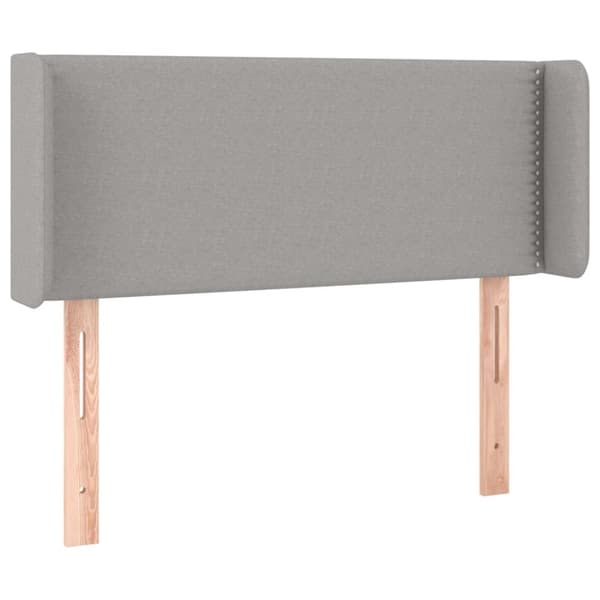 Sänggavel LED ljusgrå 93x16x78/88 cm tyg