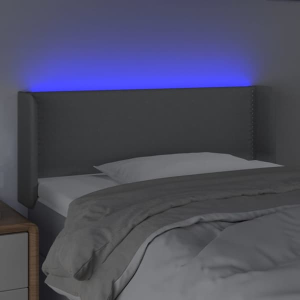 Sänggavel LED ljusgrå 93x16x78/88 cm tyg