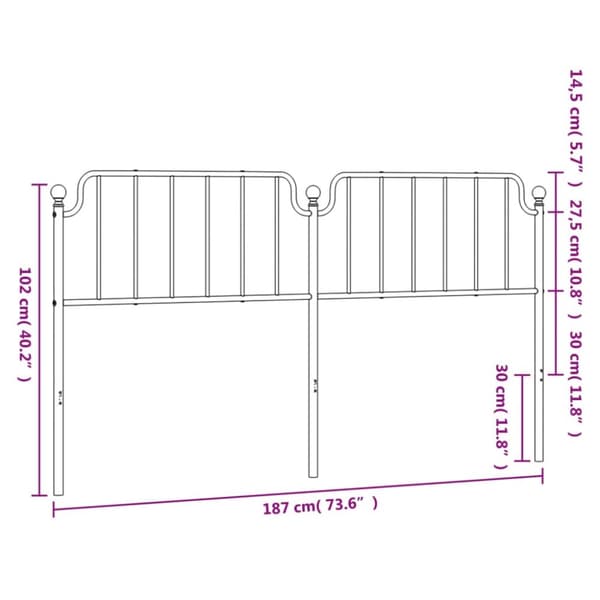 sengegavl 180 cm metal hvid