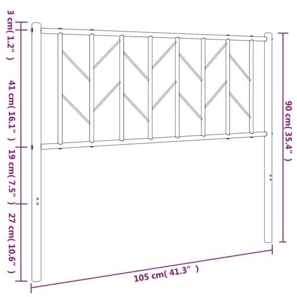 sengegavl 100 cm metal hvid