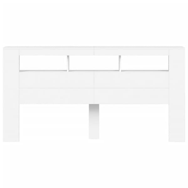 Sängynpääty LED-valoilla valk. 200x18,5x103,5 cm tekninen puu