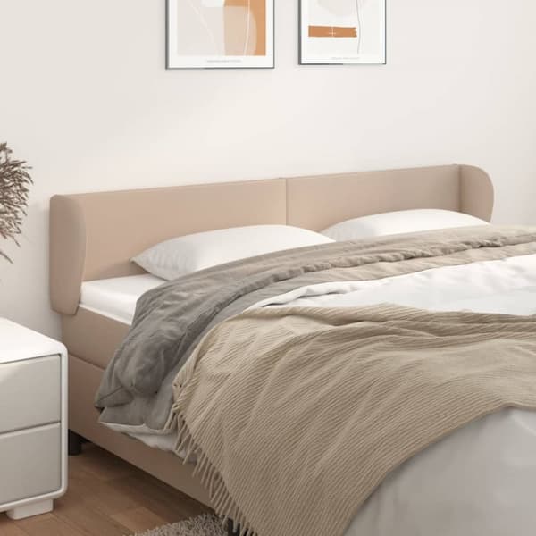 sengegavl med kanter 203x23x78/88 cm kunstlæder cappuccino