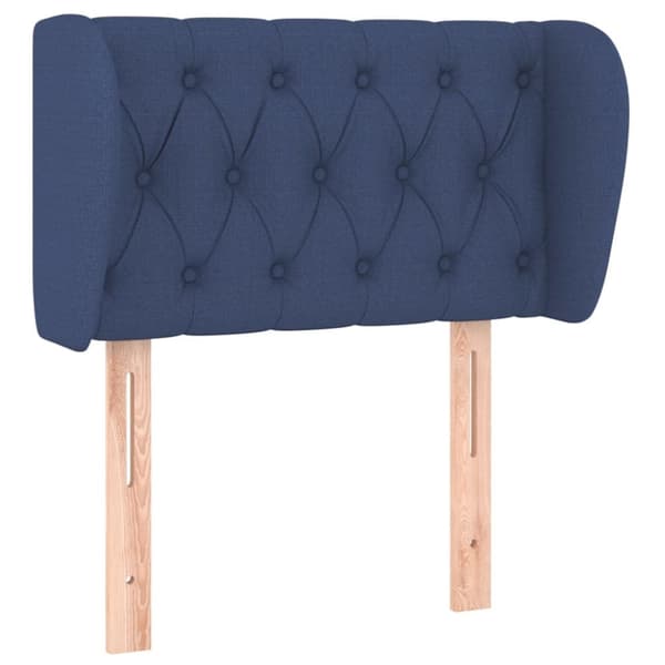 Sänggavel med kanter blå 83x23x78/88 cm tyg