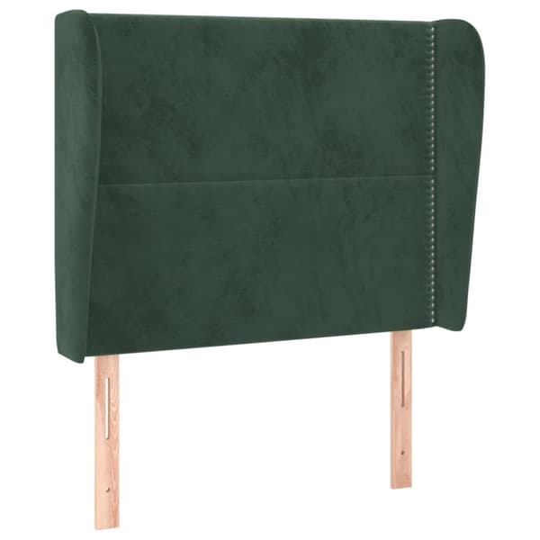 sengegavl med kanter 93x23x118/128 cm fløjl mørkegrøn