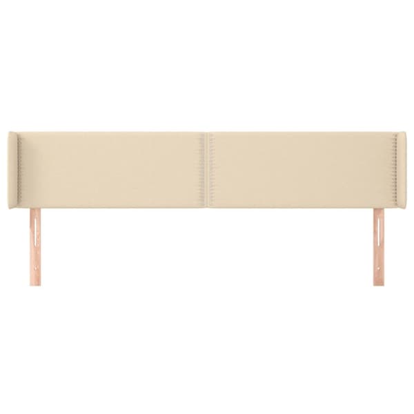 sengegavl med kanter 203x16x78/88 cm stof cremefarvet