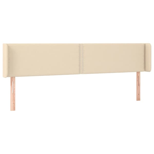 sengegavl med kanter 203x16x78/88 cm stof cremefarvet