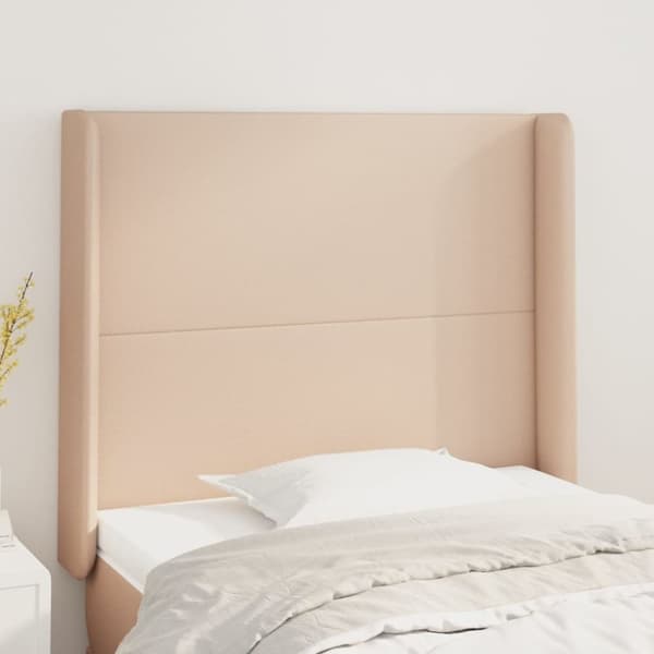 sengegavl med kanter 103x16x118/128 cm kunstlæder cappuccino