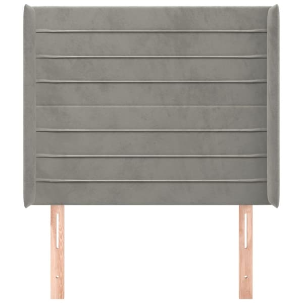 sengegavl med kanter 93x16x118/128 cm fløjl lysegrå