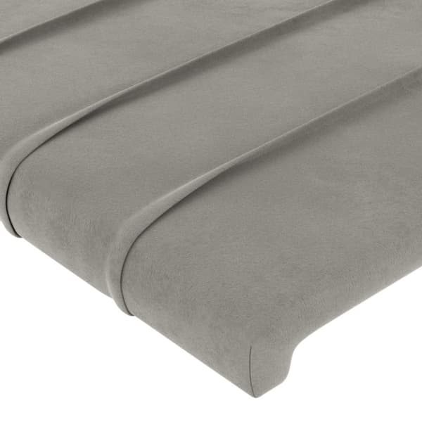 sengegavl med kanter 93x16x118/128 cm fløjl lysegrå