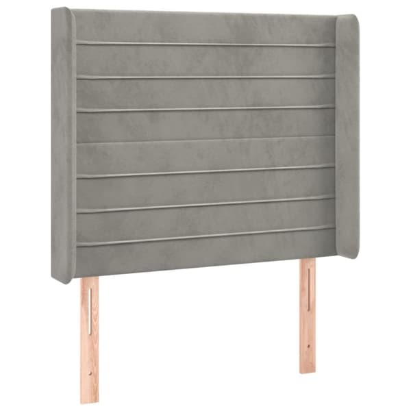 sengegavl med kanter 93x16x118/128 cm fløjl lysegrå