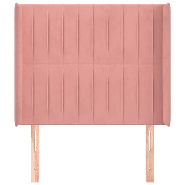 sengegavl med kanter 103x16x118/128 cm fløjl lyserød