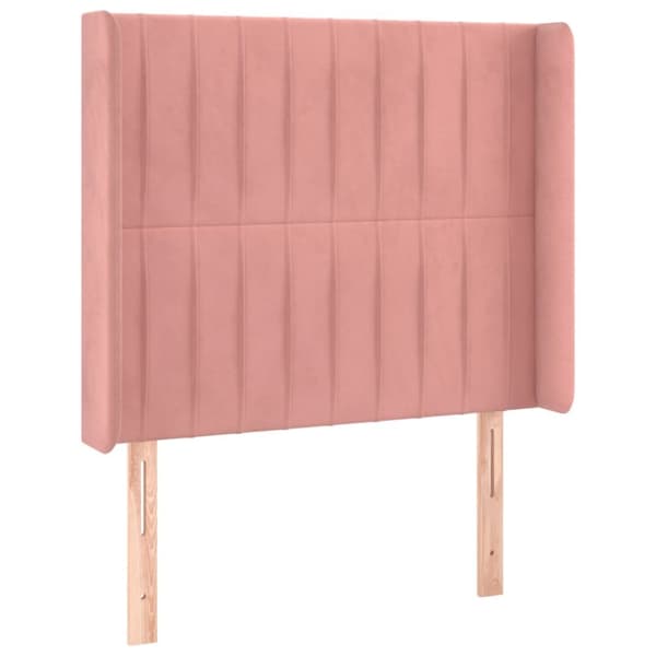 sengegavl med kanter 103x16x118/128 cm fløjl lyserød