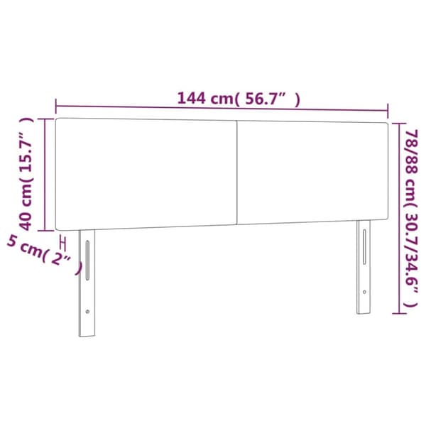 sengegavl med LED-lys 144x5x78/88 cm kunstlæder sort