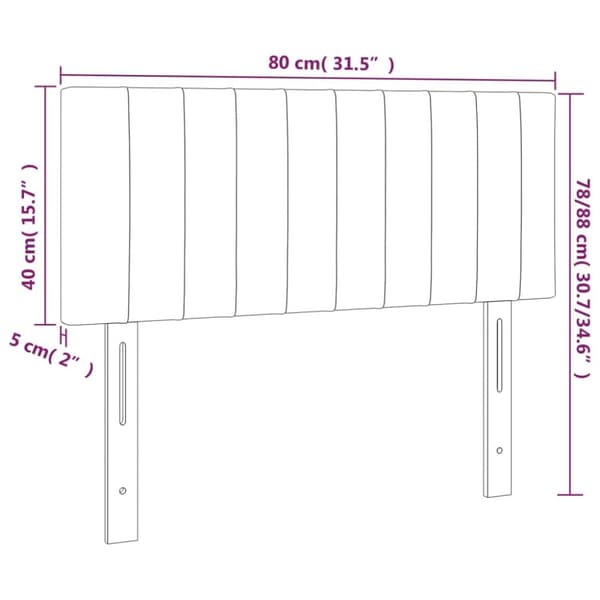 sengegavl med LED-lys 80x5x78/88 cm stof cremefarvet