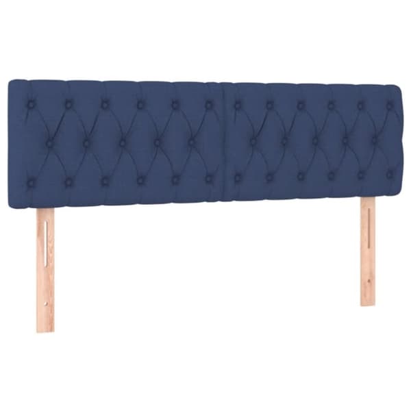 sengegavl med LED-lys 144x7x78/88 cm stof blå