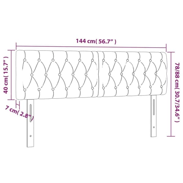 sengegavl med LED-lys 144x7x78/88 cm stof blå