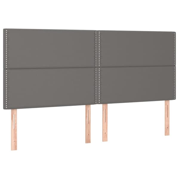 sengegavl med LED-lys 160x5x118/128 cm kunstlæder grå