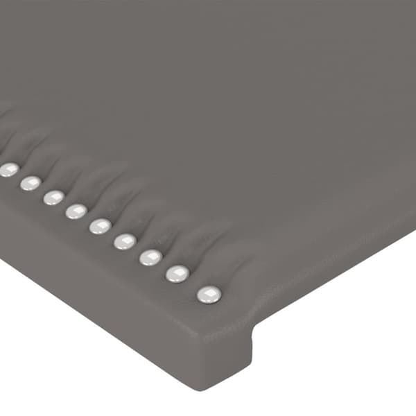 sengegavl med LED-lys 160x5x118/128 cm kunstlæder grå