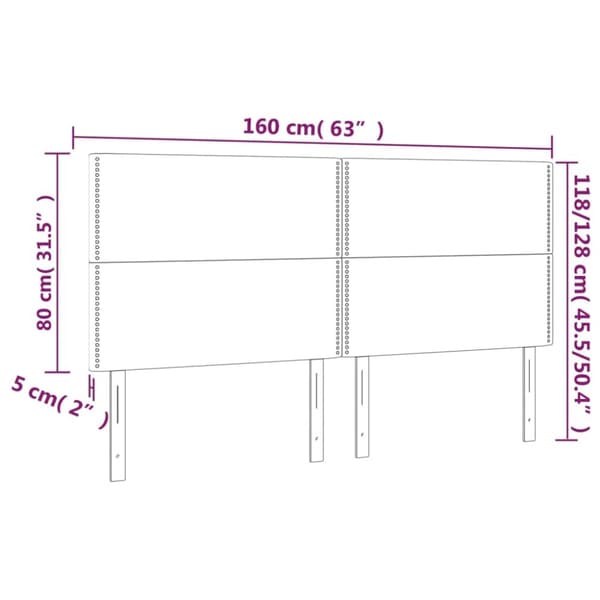 sengegavl med LED-lys 160x5x118/128 cm kunstlæder grå