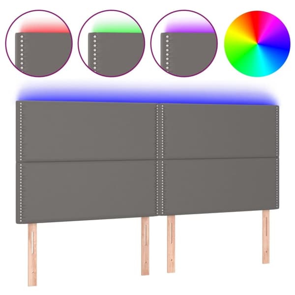 sengegavl med LED-lys 160x5x118/128 cm kunstlæder grå