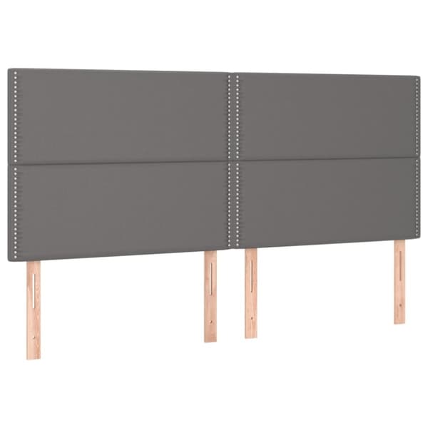 sengegavl med LED-lys 180x5x118/128 cm kunstlæder grå