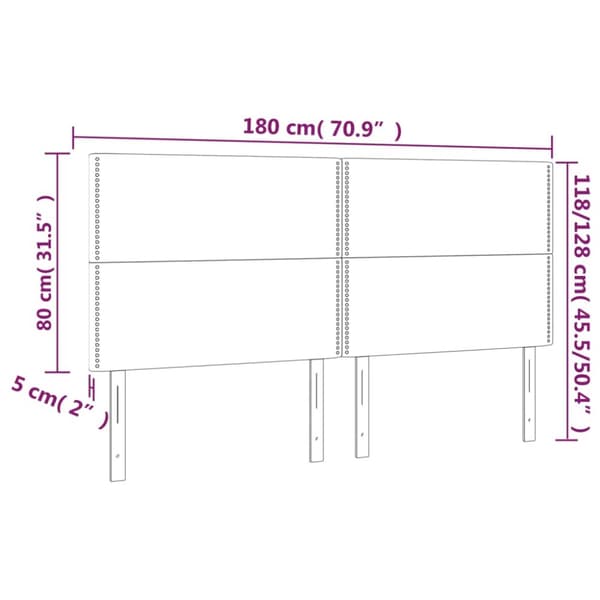sengegavl med LED-lys 180x5x118/128 cm kunstlæder grå