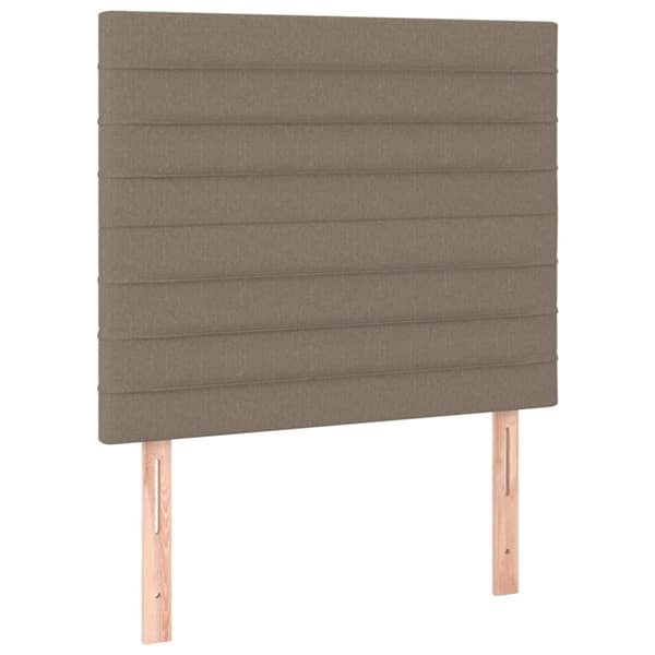 sengegavl med LED-lys 100x5x118/128 cm stof gråbrun