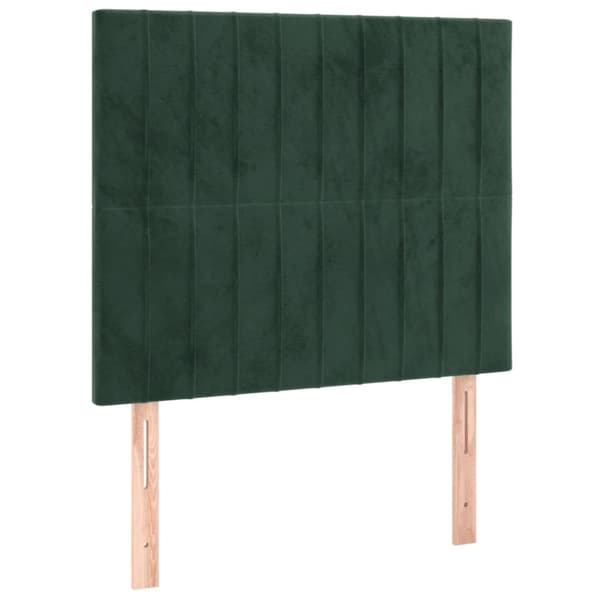 sengegavl med LED-lys 80x5x118/128 cm fløjl mørkegrøn
