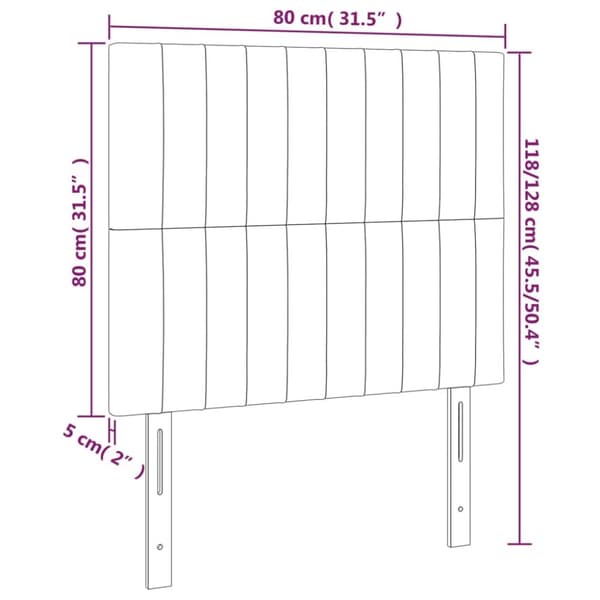 sengegavl med LED-lys 80x5x118/128 cm fløjl mørkegrøn