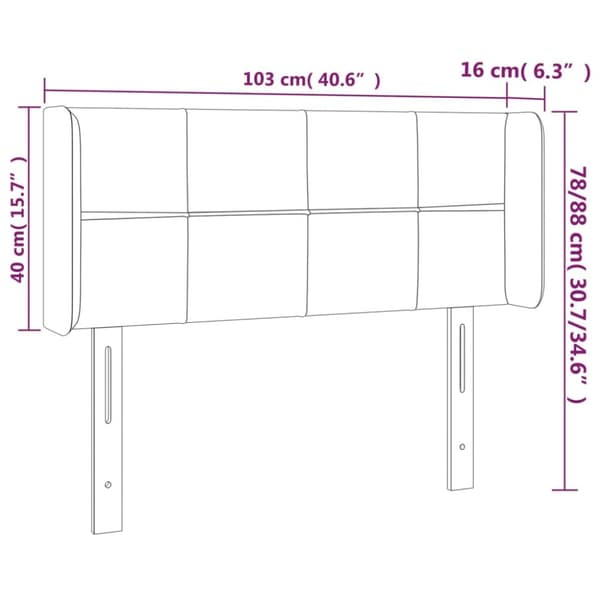 Sänggavel LED blå 103x16x78/88 cm tyg