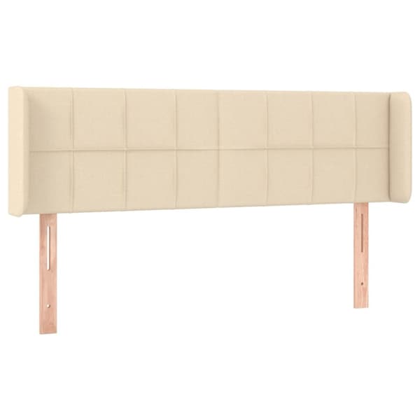 sengegavl med LED-lys 147x16x78/88 cm stof cremefarvet