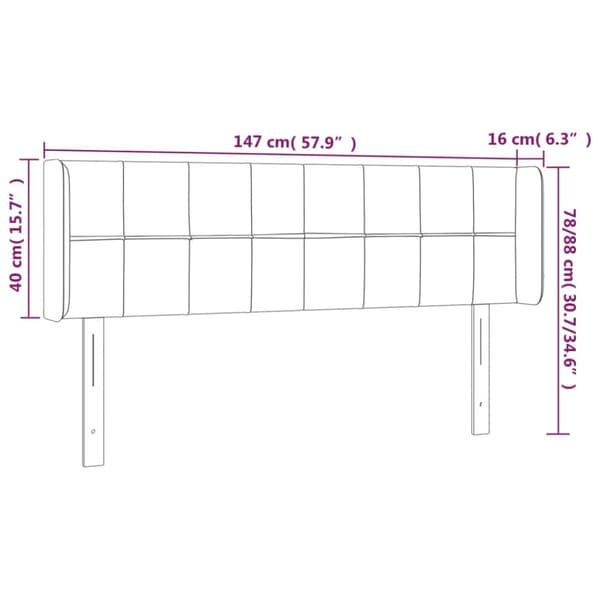 sengegavl med LED-lys 147x16x78/88 cm stof cremefarvet
