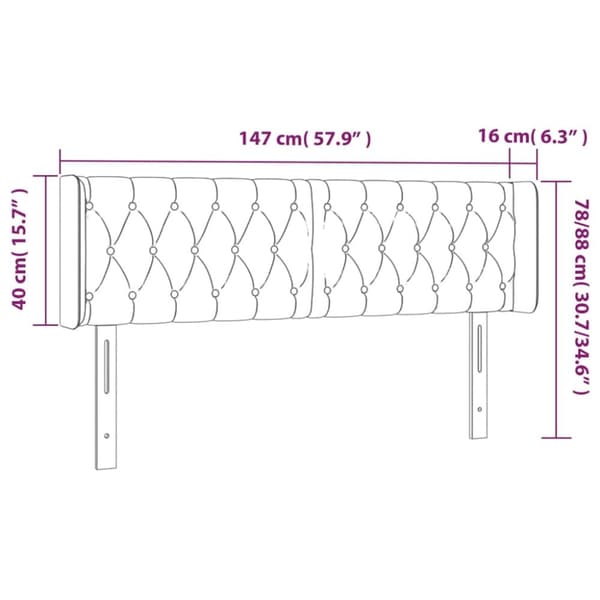 Sänggavel LED blå 147x16x78/88 cm tyg
