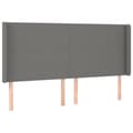 Miniatyrbillede 3 af 6: sengegavl med LED-lys 163x16x118/128 cm stof mørkegrå