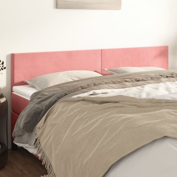 Sängyn päädyt, 2 kpl, pinkki, 100x5x78/88 cm, sametti