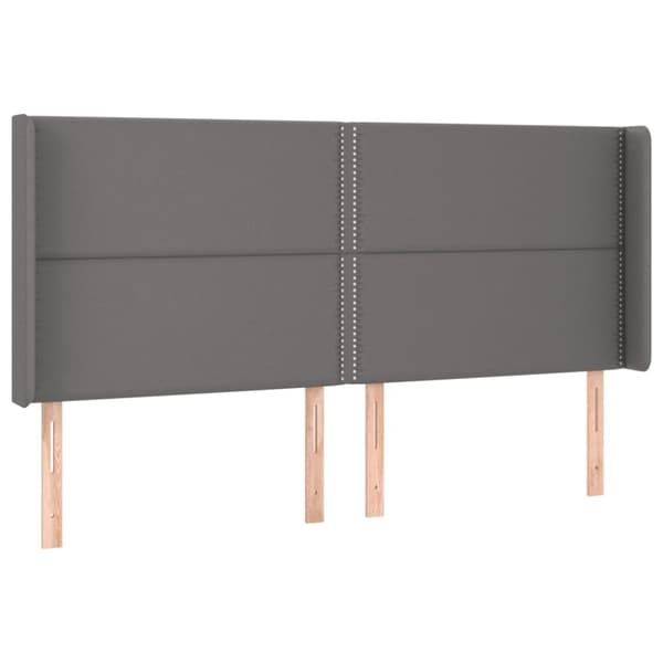 Sängyn pääty LED-valolla, harmaa, 183x16x118/128cm tekonahka