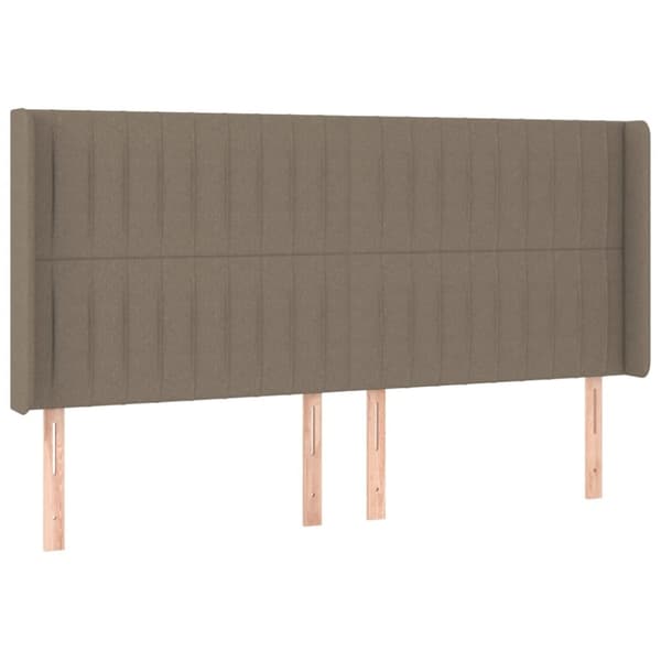 sengegavl med LED-lys 203x16x118/128 cm stof gråbrun