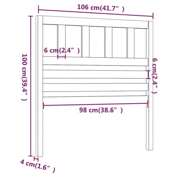 sengegærde 106x4x100 cm massivt fyrretræ grå