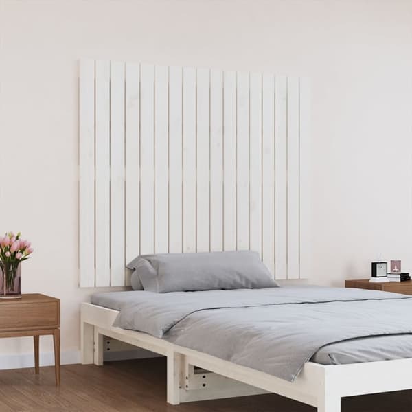 Sängynpääty seinälle valkoinen 108x3x90 cm täysi mänty