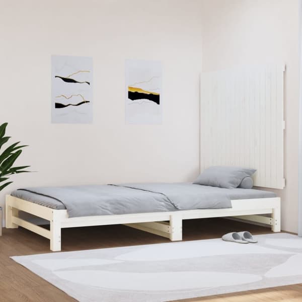 Sängynpääty seinälle valkoinen 108x3x90 cm täysi mänty