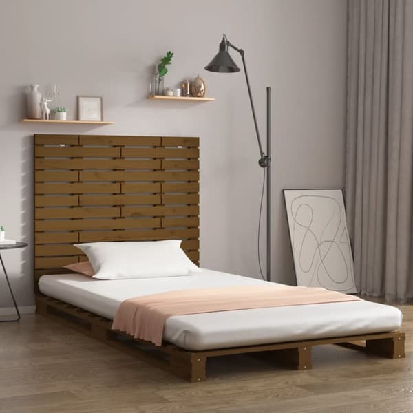 Sängynpääty seinälle hunajanruskea 81x3x91,5 cm täysi mänty